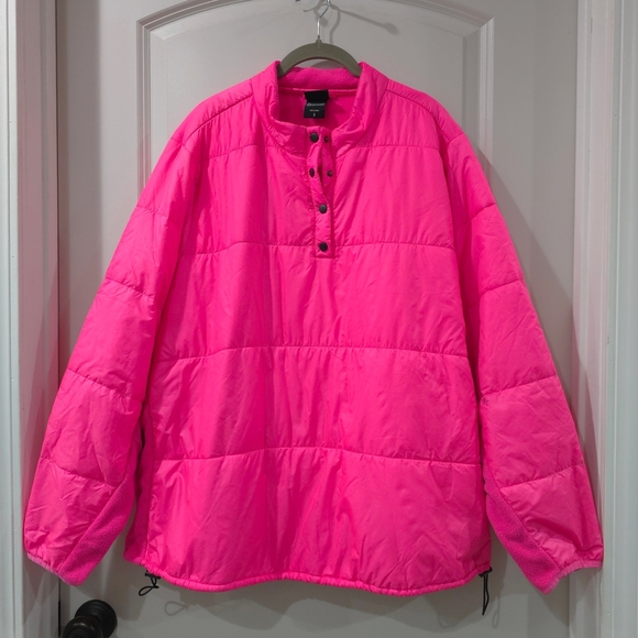Torrid Hot Pink Happy Camper Fleece Pullover Quilted Jacket, Size 2, 2x - Picture 15 of 16